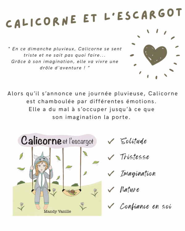 livre calicorne et l'escargot de mandy vanille