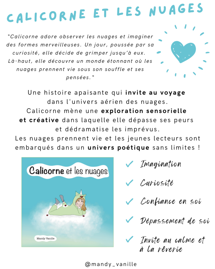 livre jeunesse calicorne et les nuages mandy vanille